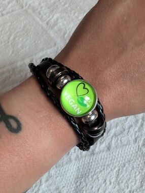 Adjustable Vegan Charm MultiBracelet Stack- Neon Lime